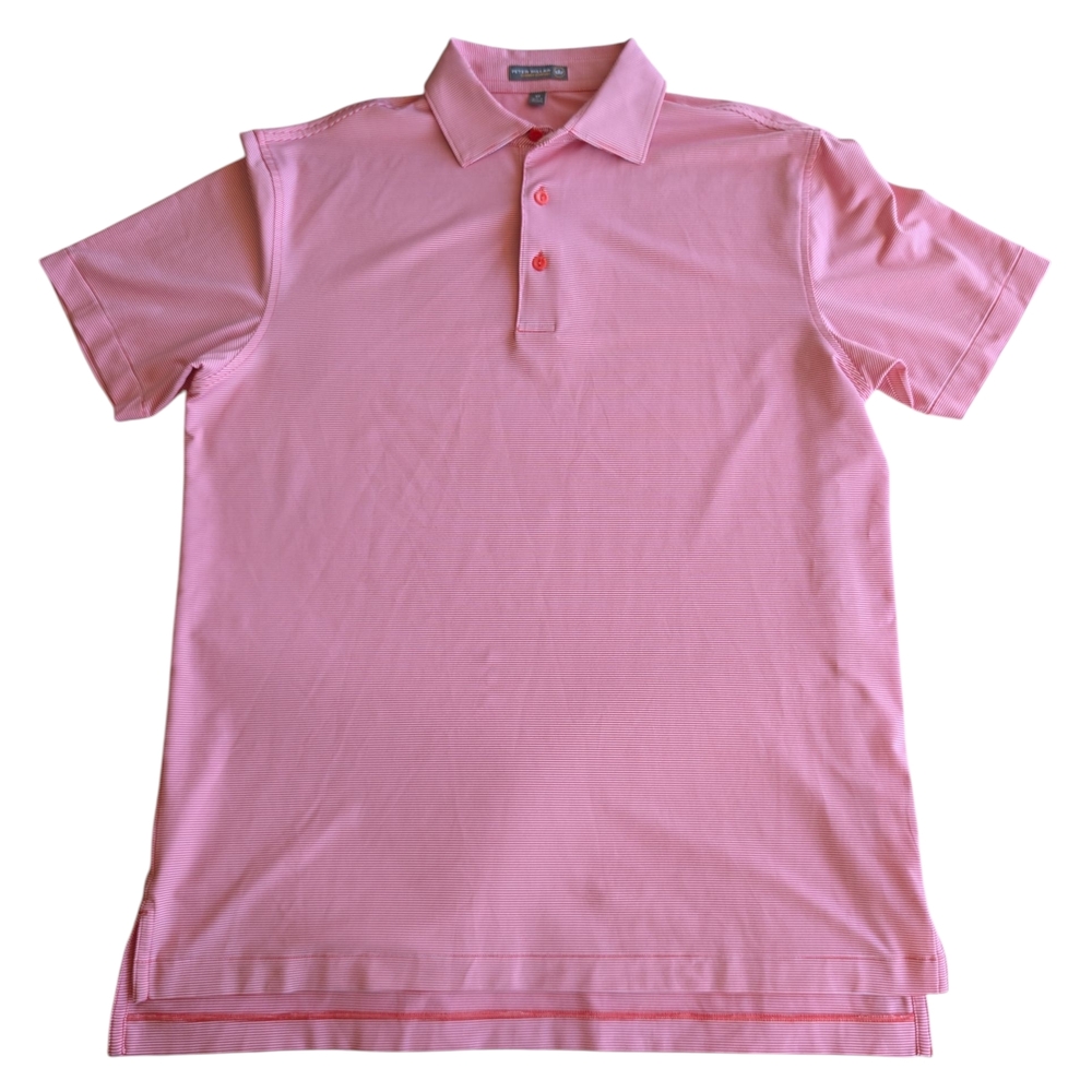 Peter Millar Red White Striped Summer Comfort Golf Shirt Men's M Medium